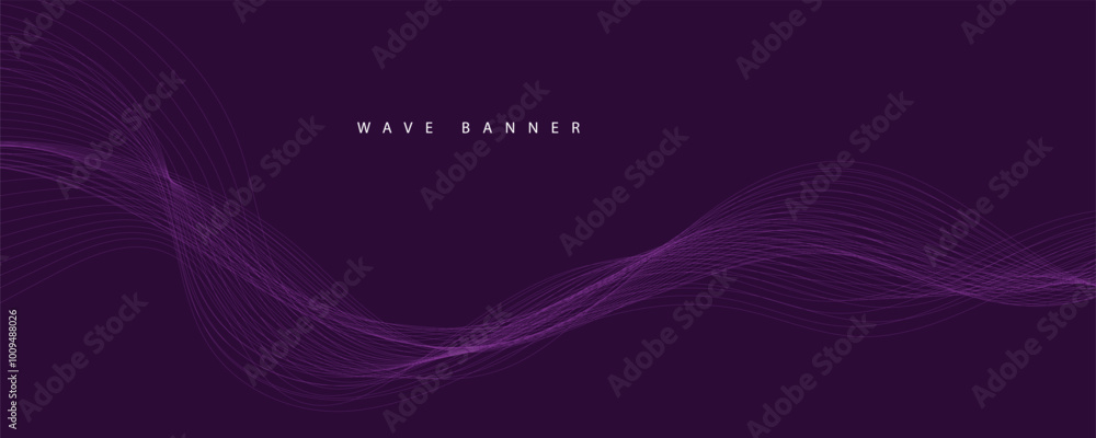 Abstract digital technology futuristic purple wave background.