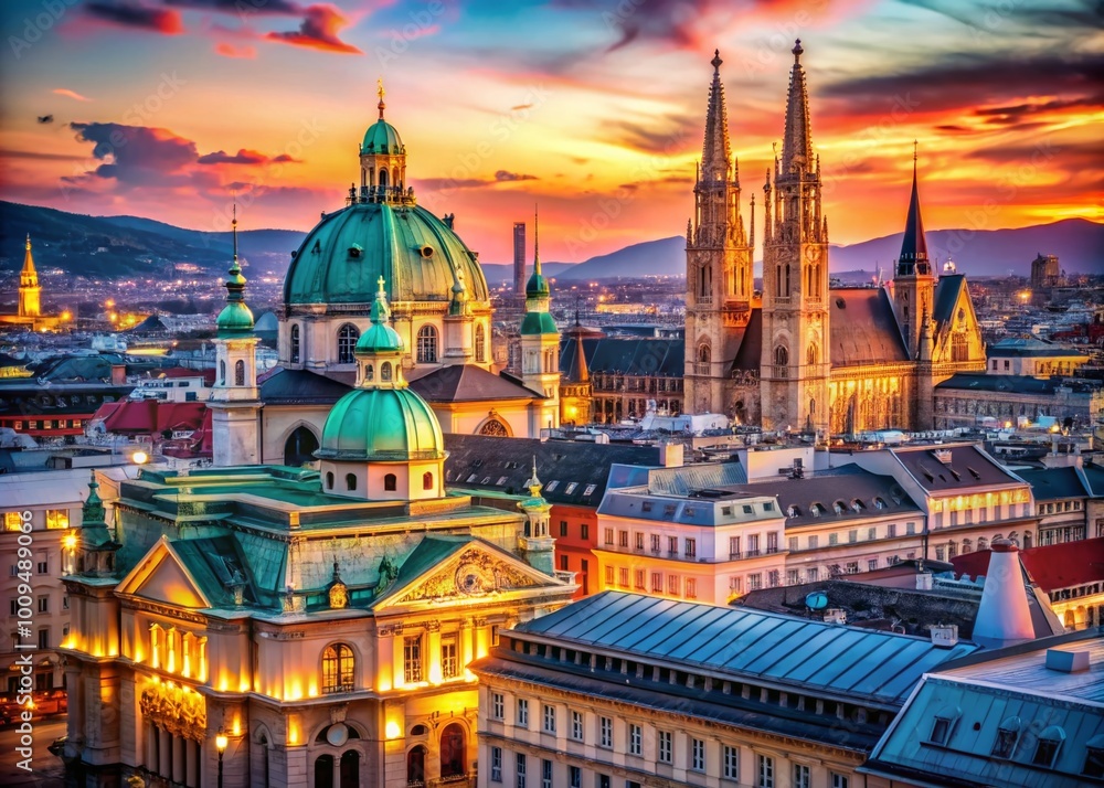 Obraz premium Stunning Architectural Highlights of Vienna Featuring Historic Landmarks and Scenic City Views