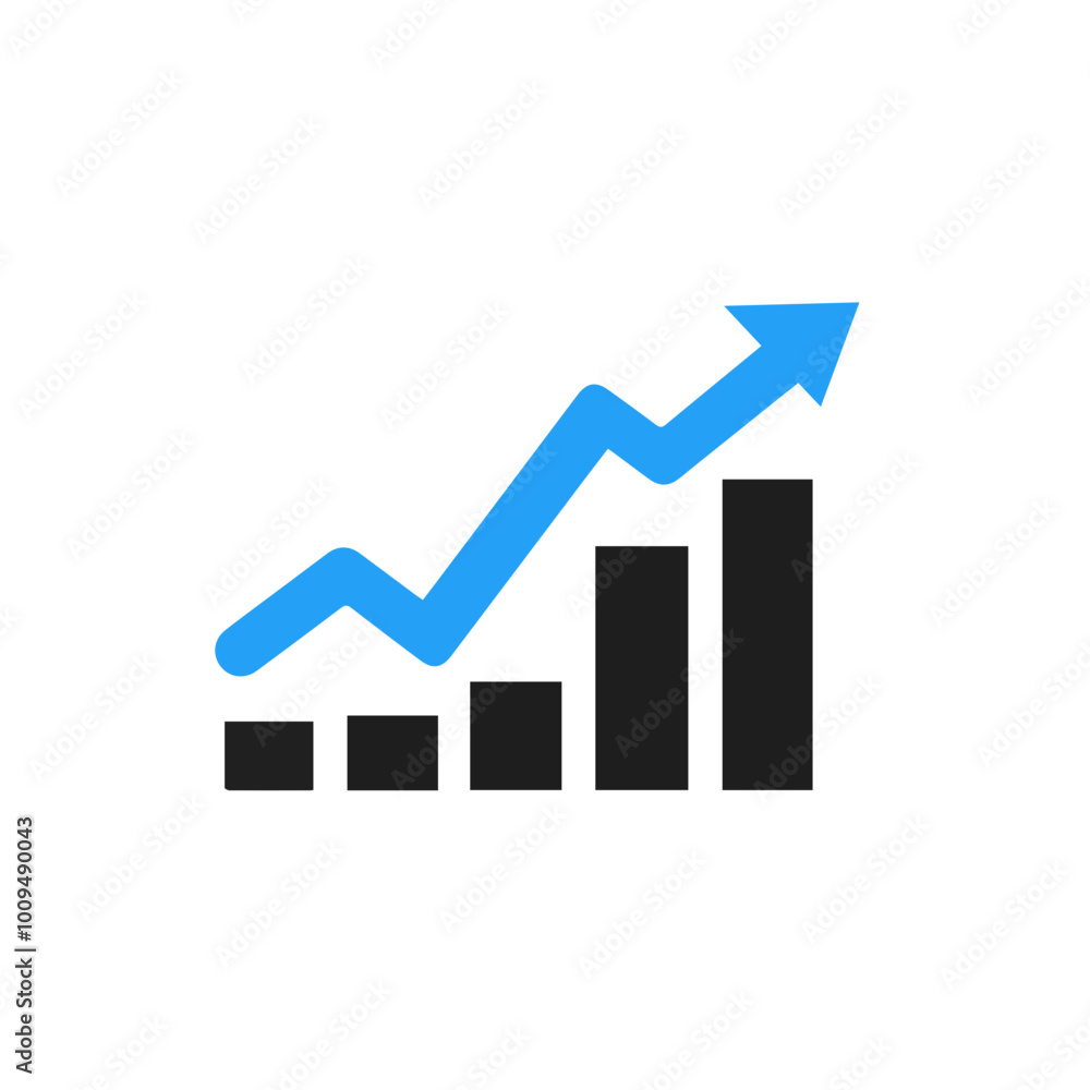 Vector graphic of a rising chart symbolizing business growth and success, ideal for corporate presentations or finance-related industries. Vector graphic of a rising chart symbolizing business growth and success, ideal for corporate presentations or finance-related industries.