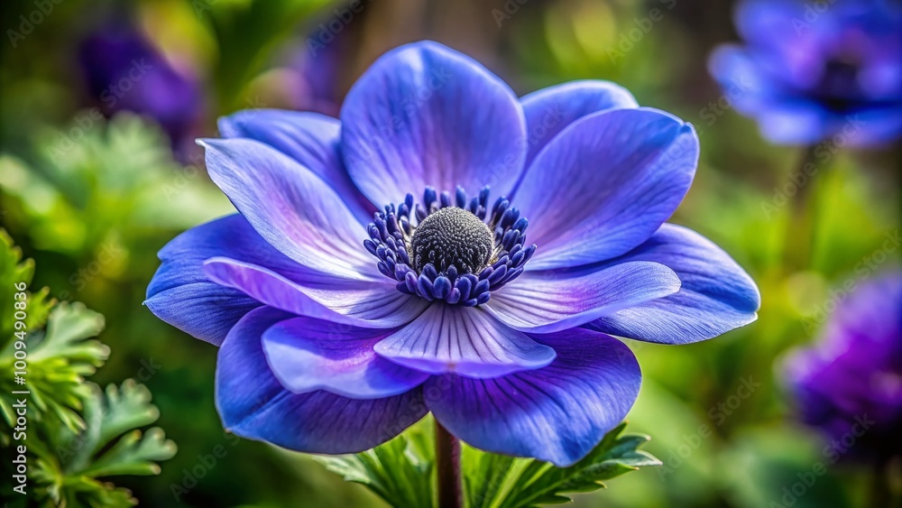 Stunning Bluish Purple Flower Blooming in Nature with Soft Focus and Vibrant Petals in Springtime Stunning Bluish Purple Flower Blooming in Nature with Soft Focus and Vibrant Petals in Springtime