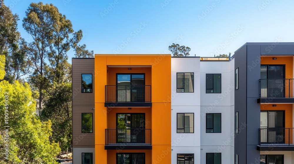 Obraz premium Exterior view of multifamily residential building under construction in Mountain View the entire Silicon Valley and San Francisco Bay Area is facing a housing crisis