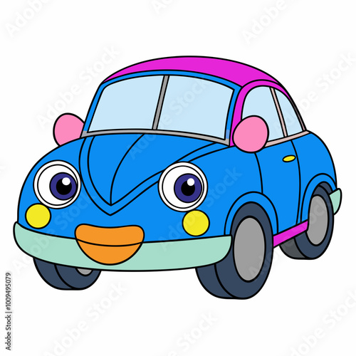 Cartoon Car on White Background - Fun & Simple Illustration