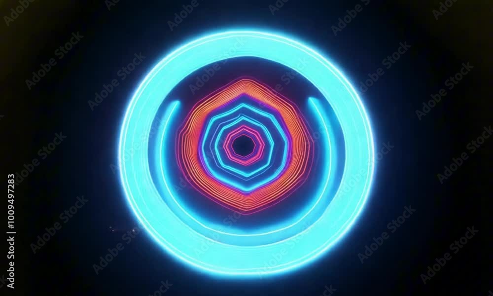 Abstract glowing geometric shape with vibrant colors on a dark background
Abstract glowing geometric shape with vibrant colors on a dark background