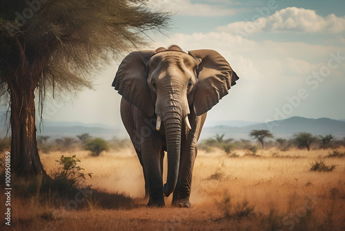 elephant in the savannah