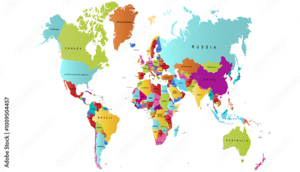 Obraz premium World map. Modern color vector map. Silhouette map.