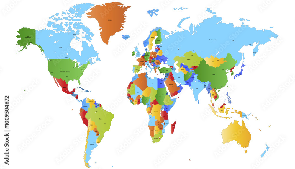 Fototapeta premium World map. Modern color vector map. Silhouette map.