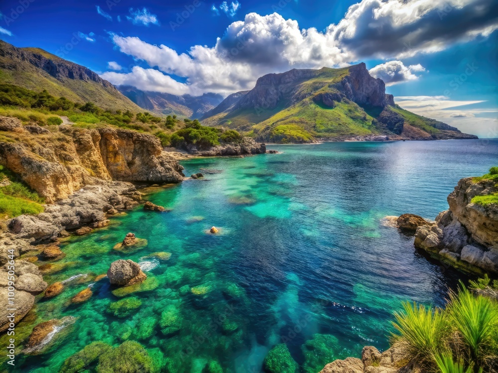 Breathtaking scenery of Lo Zingaro Nature Reserve in Sicily features dramatic coastlines and crystal-clear waters, revealing the stunning beauty of this coastal paradise. Breathtaking scenery of Lo Zingaro Nature Reserve in Sicily features dramatic coastlines and crystal-clear waters, revealing the stunning beauty of this coastal paradise.