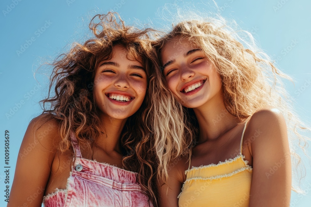 Girls having fun in casual clothing, Generative AI Girls having fun in casual clothing, Generative AI