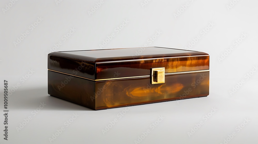 A high-gloss lacquered box with elegant hinges A high-gloss lacquered box with elegant hinges