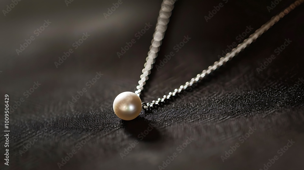 Fototapeta premium A minimalist chain with a single pearl pendant