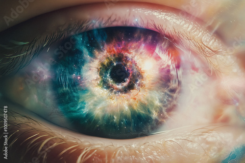 helix nebula eye, cosmic vision, AI generated