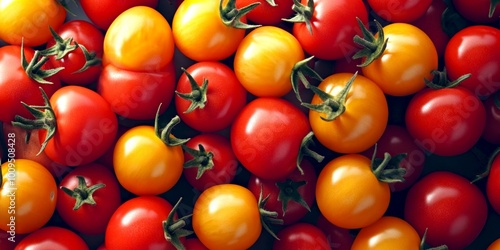 Fresh and vibrant tomatoes in a variety of colors. This stunning image showcases the beauty of nature. Ideal for food lovers and culinary inspiration. Great for articles and blogs. AI photo