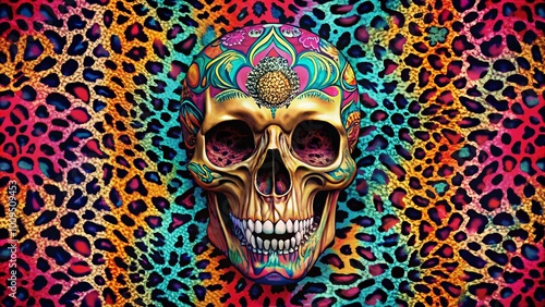 Stylish Skull with Leopard Print Pattern for Unique Graphic Designs and Creative Projects SVG File