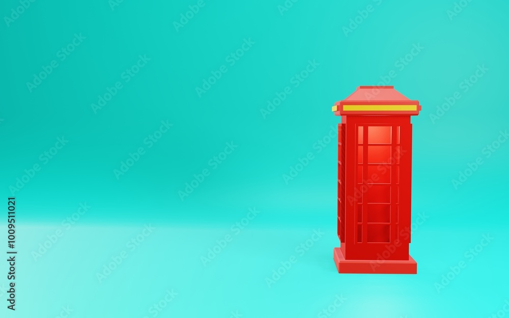 Obraz premium 3D Render of Red Telephone Box in Blue Background