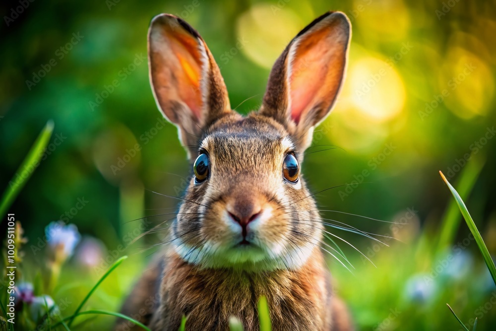 Surprised Rabbit with Wide Eyes in a Natural Setting Captured in a Moment of Curiosity and Wonder Surprised Rabbit with Wide Eyes in a Natural Setting Captured in a Moment of Curiosity and Wonder