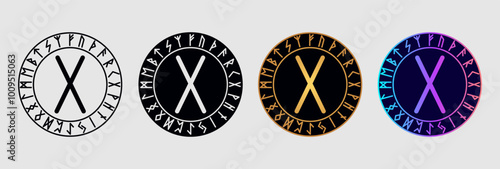 Scandinavian rune Gebo in different design variations.