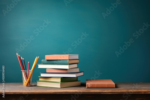 Stationary on desk book publication furniture.