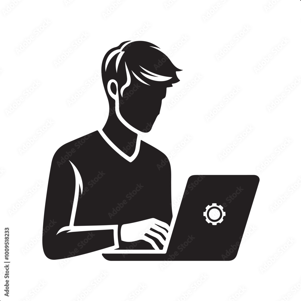 Programmer vector image silhouette Programmer vector image silhouette