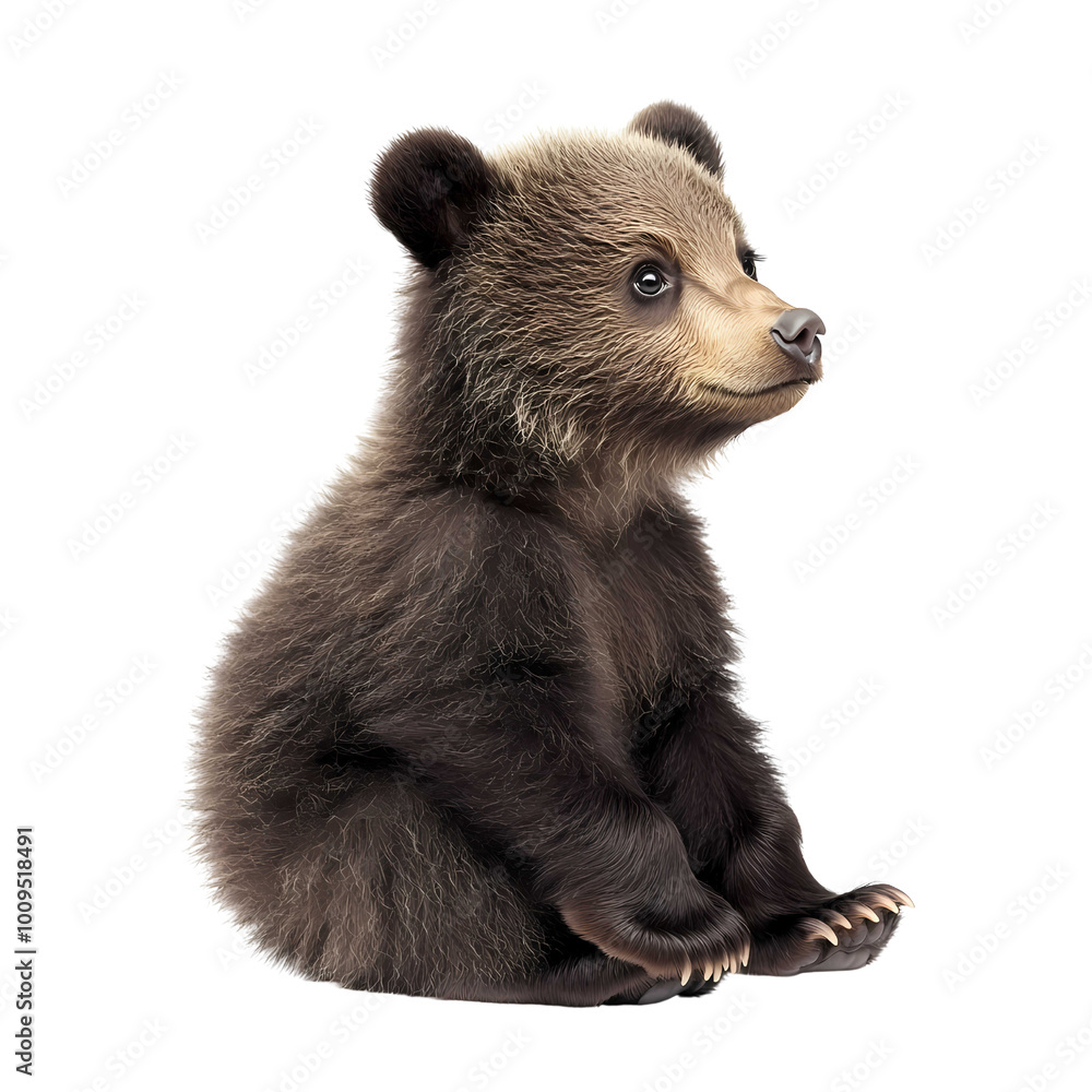 Bear Cub Sits Peacefully, Showcasing Its Soft Fur and Curious Expression in a Natural Pose Typical of Young Wildlife Bear Cub Sits Peacefully, Showcasing Its Soft Fur and Curious Expression in a Natural Pose Typical of Young Wildlife