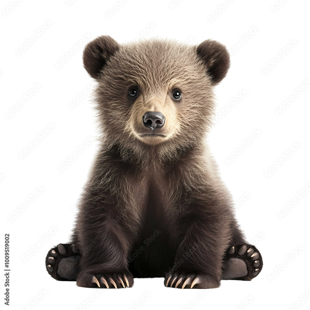 Cute Bear Cub Sitting With a Curious Expression, Highlighting Its Fuzzy Fur and Playful Demeanor in a Natural Setting Cute Bear Cub Sitting With a Curious Expression, Highlighting Its Fuzzy Fur and Playful Demeanor in a Natural Setting