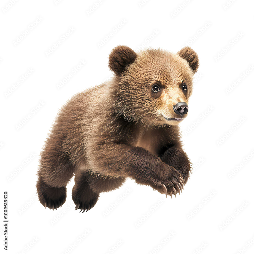 Energetic Bear Cub Leaps Playfully in a Display of Youthful Curiosity and Joy During a Sunny Day in a Forested Habitat Energetic Bear Cub Leaps Playfully in a Display of Youthful Curiosity and Joy During a Sunny Day in a Forested Habitat