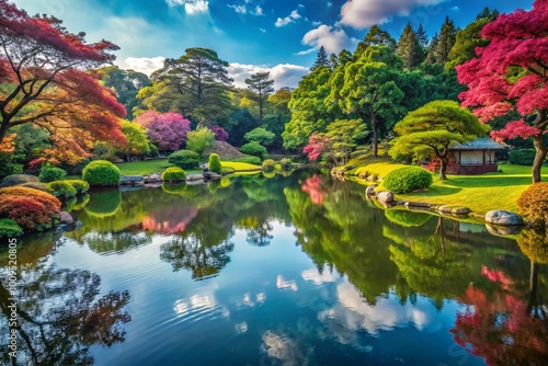 Tranquil Beauty of Rikugien Garden in Tokyo: A Serene Retreat Surrounded by Nature's Splendor photo