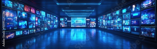 A vibrant display of a vast streaming platform showcasing movies and entertainment options