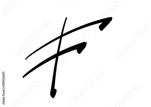  calligraphy letters F, font Isolated
