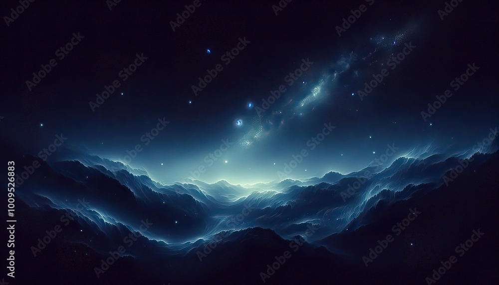 Mountain Range Under a Starry Night Sky. Mountain Range Under a Starry Night Sky.