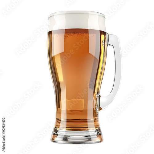 mber Ale in a Tall Glass with Handle and Foam Head photo