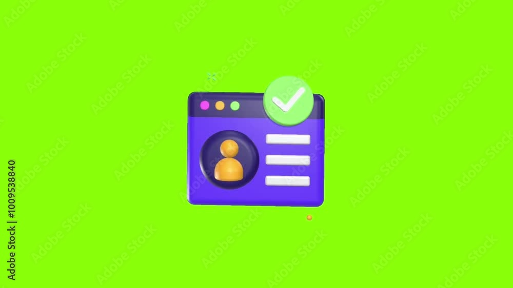 Account 3D animated icon on green screen, perfect for user profiles, login, and account services Account 3D animated icon on green screen, perfect for user profiles, login, and account services