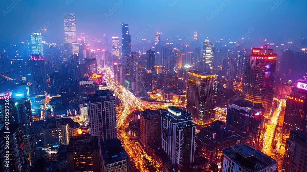 Stunning night cityscape showcasing vibrant lights and bustling streets, capturing the essence of urban life and modern architecture. Stunning night cityscape showcasing vibrant lights and bustling streets, capturing the essence of urban life and modern architecture.