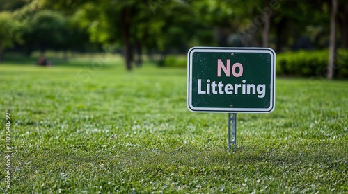 Wallpaper Mural A park sign indicating "No Littering" to promote cleanliness in green spaces. Torontodigital.ca