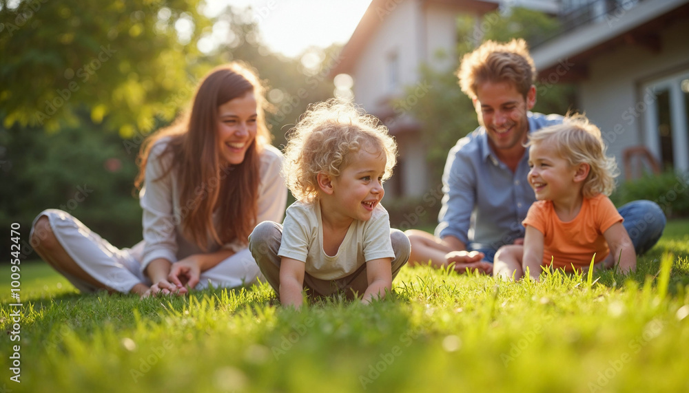 Happy family playing in backyard, Family enjoying the outdoors, Her boys fill her life with joy. Cropped shot of a young family spending time together outdoors, family concept Happy family playing in backyard, Family enjoying the outdoors, Her boys fill her life with joy. Cropped shot of a young family spending time together outdoors, family concept
