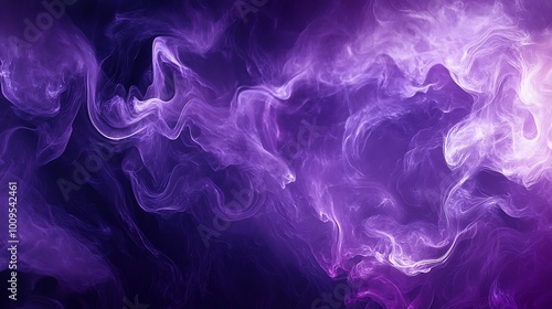 Violet smoke forming mystical shapes on dark abstract backdrop