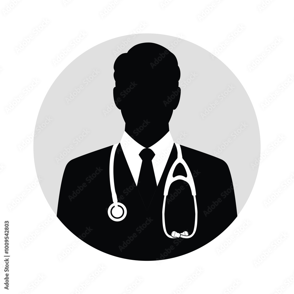 Medial doctor silhouette with a stethoscope icon, representing healthcare professionalism. Medial doctor silhouette with a stethoscope icon, representing healthcare professionalism.