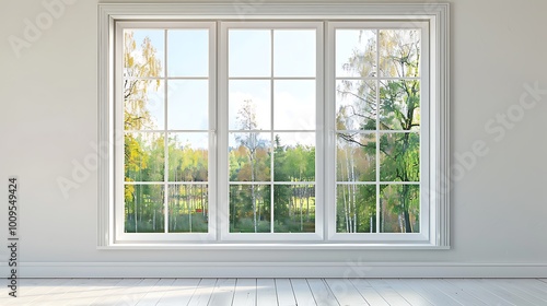 Double casement window with clear glass and sleek frame