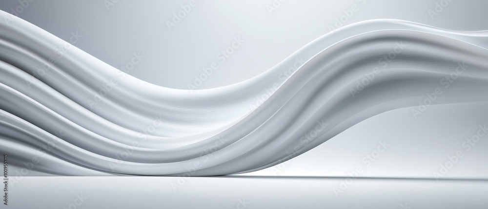 Obraz premium A white, wavy background with three light gray overlays