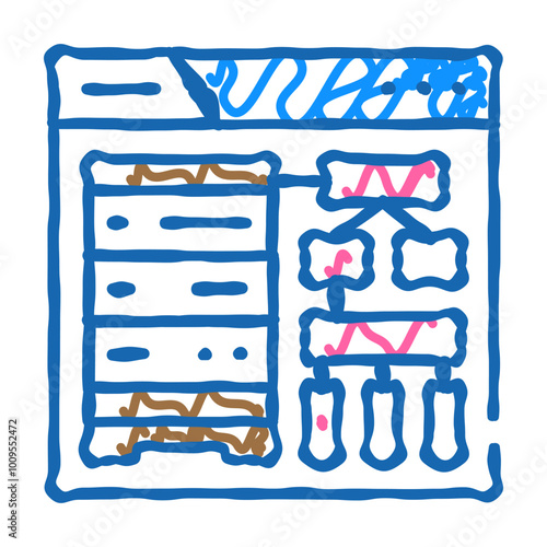 schema development database doodle icon sketch vector. schema development database sign. isolated symbol illustration