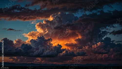 Sunsetting With Colorful Clouds Under The Hills