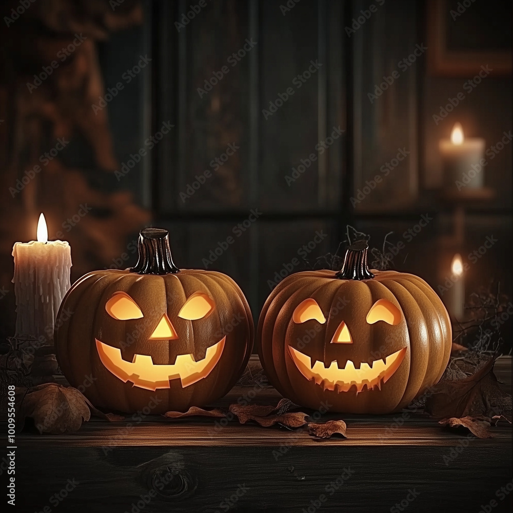 Fototapeta premium a helloween background with pumpkins