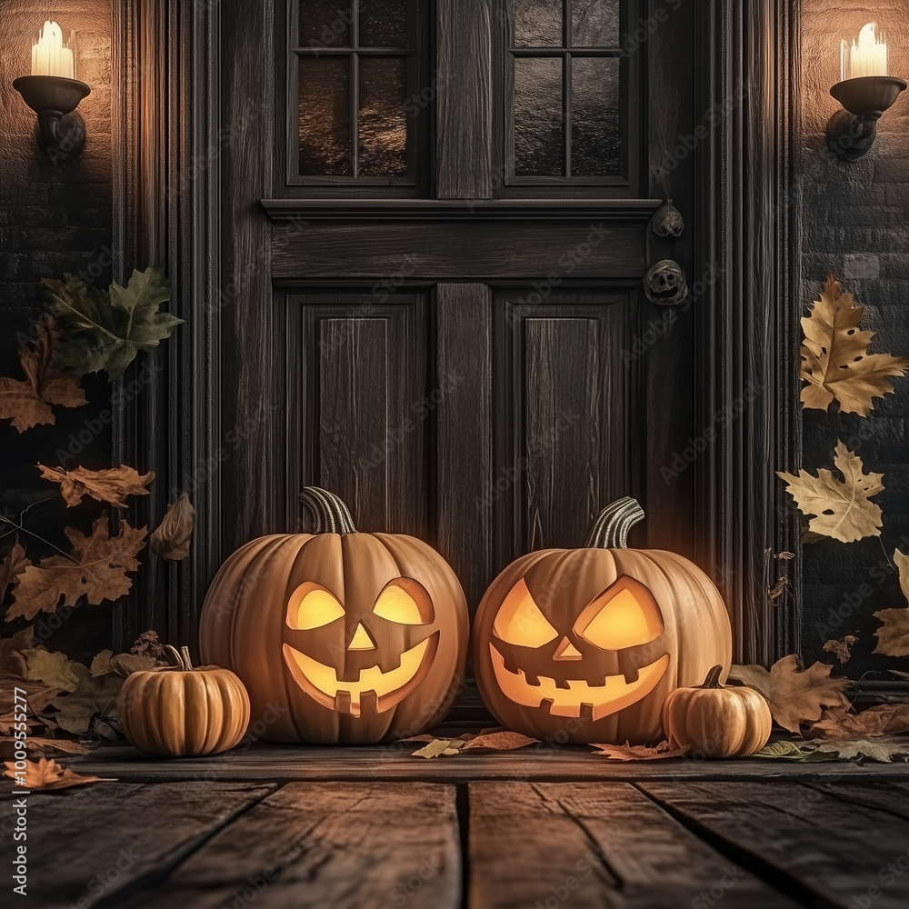 Obraz premium a helloween background with pumpkins