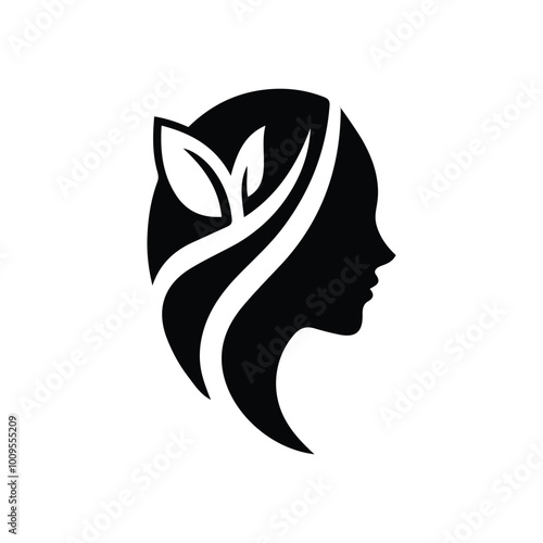 Spa wellness logo beauty woman head female flower icon vector photo