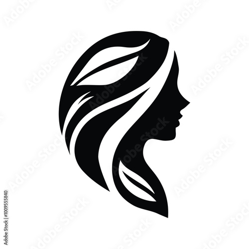 Spa wellness logo beauty woman head female flower icon vector