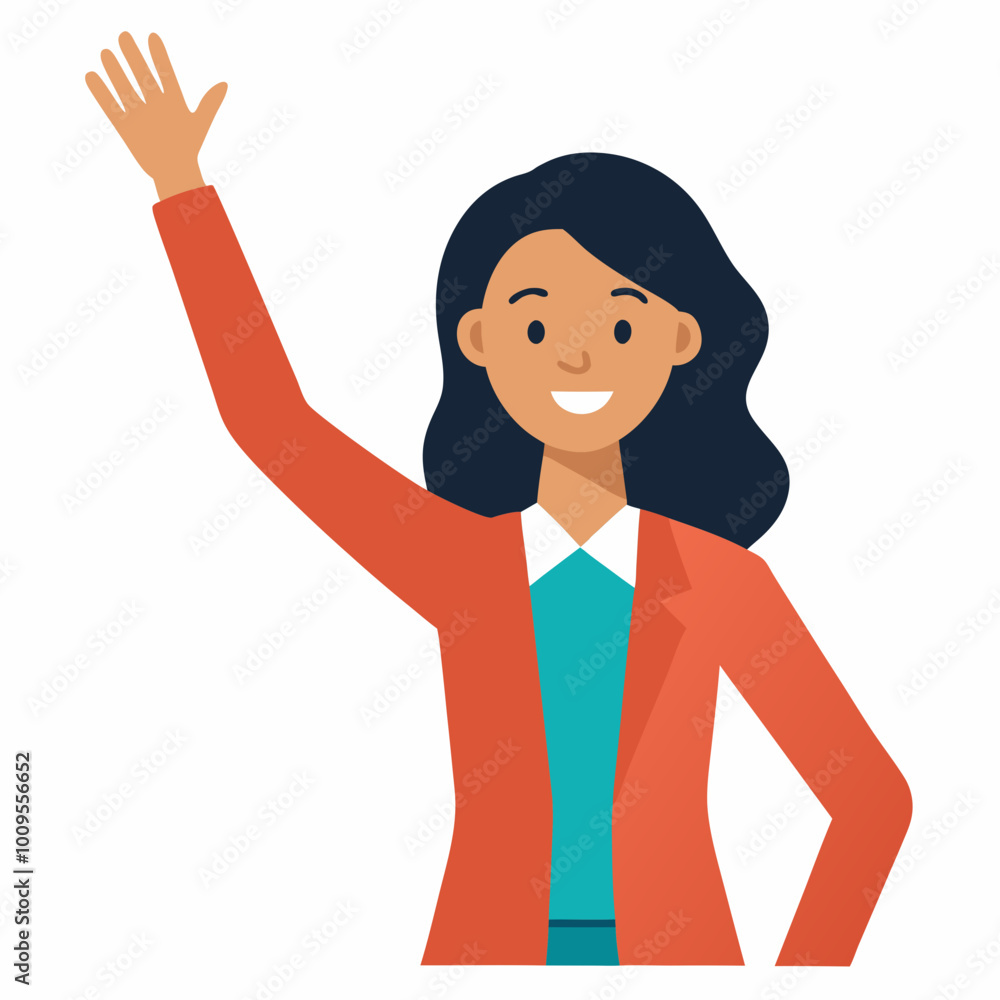 woman with hand up woman with hand up