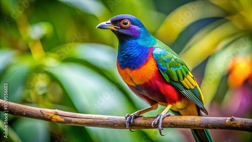 Vibrant Cenzontle perched on a branch showcasing its colorful plumage in a natural setting