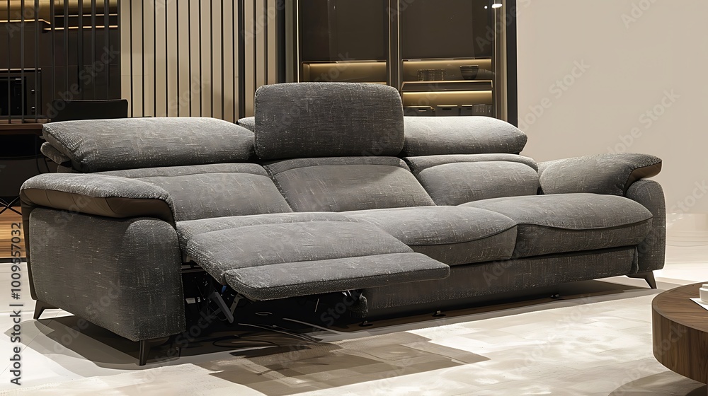 Obraz premium Sofa featuring an integrated recliner 