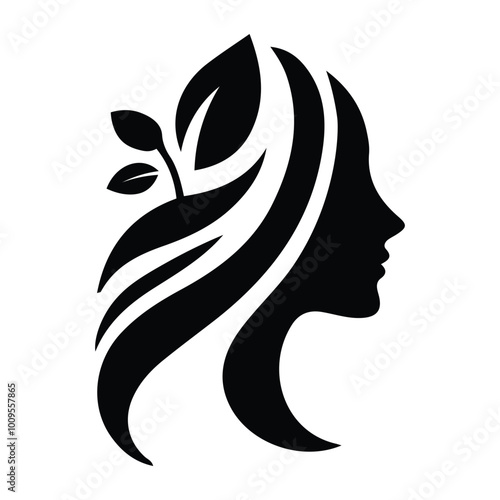 Spa wellness logo beauty woman head female flower icon vector photo