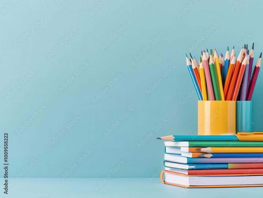 School office supplies on a desk School office supplies on a desk