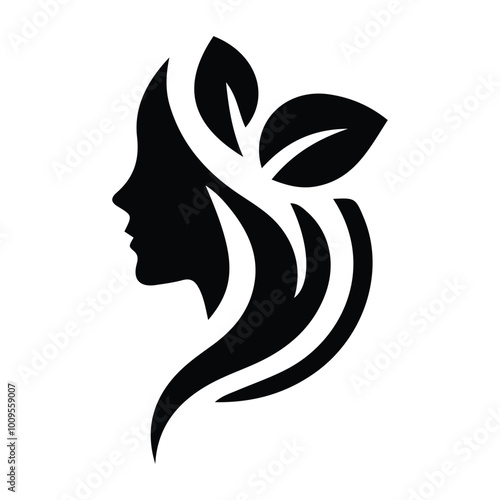 Spa wellness logo beauty woman head female flower icon vector photo